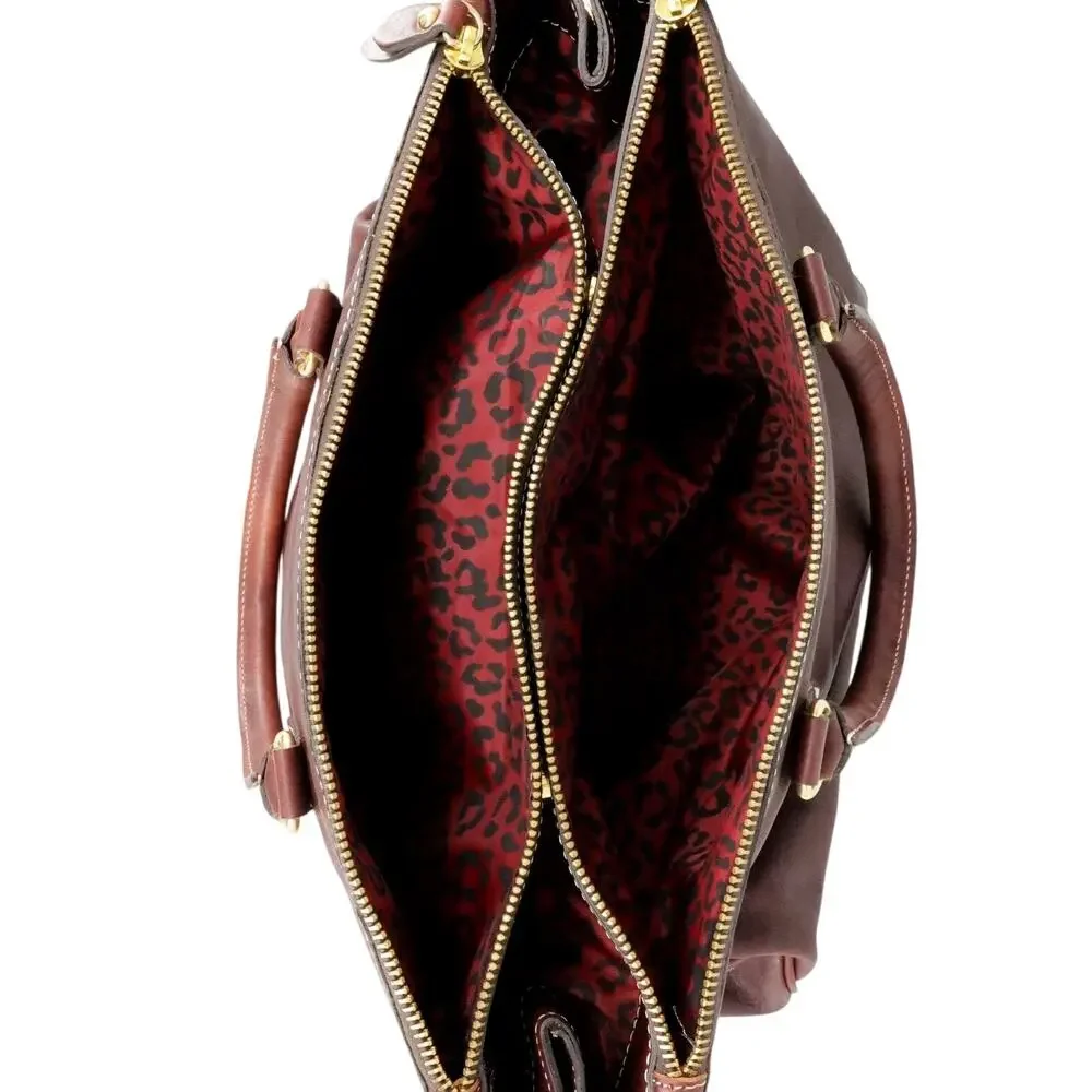 My Choice Leather Briefcase Womens Burgundy Bag Handbag Zip Lined Magnetic Italy